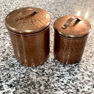 Hammered copper canister set.